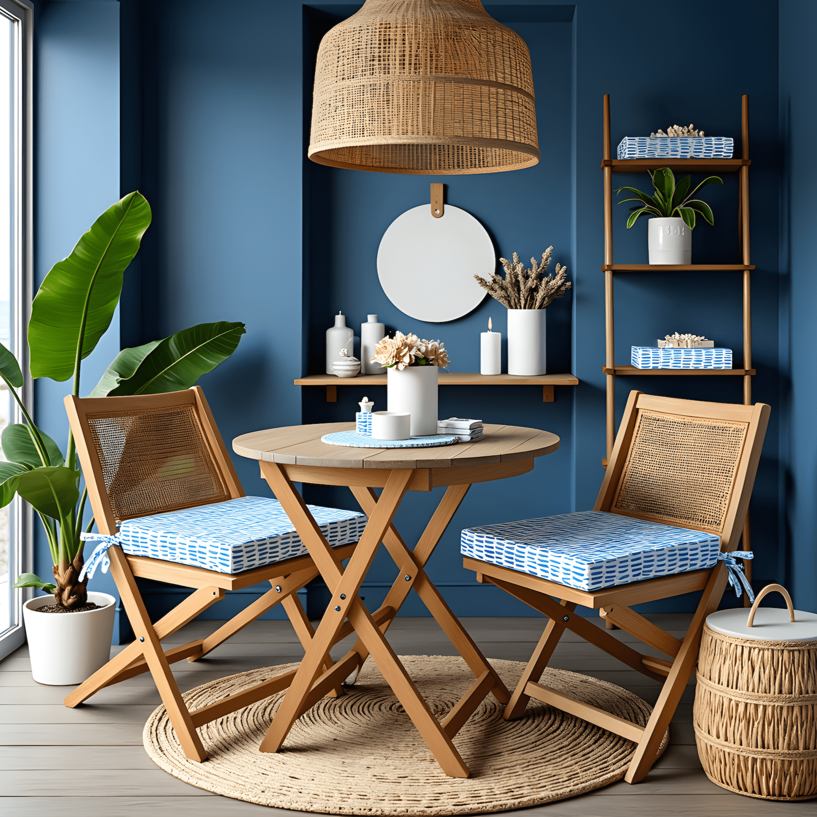 Rockin Cushions IKEA Outdoor Slipcovers Set of 2, Blue Rain Square Outdoor Chair Pad, Removable Covers